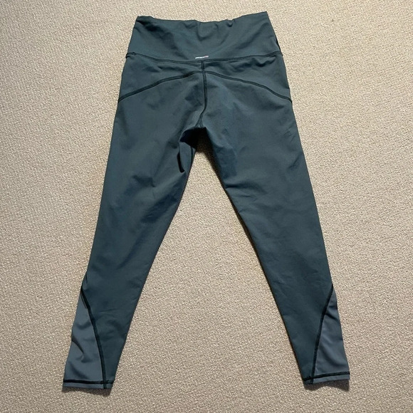 Aerie Chill. Play. Move leggings size Large Dark Green Pants Mesh Cut Out - Picture 2 of 9